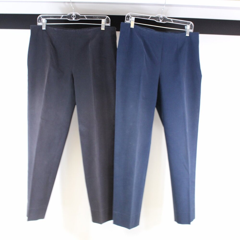 Piazza Sempione‎ Audrey Pants Bundle IT 48 US 12 Black Navy Stretch Cotton Italy